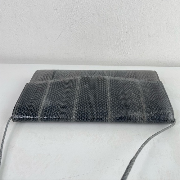 Vintage Minimalist Grey Snakeskin Purse Bag Crossbody Shoulder - Picture 3 of 9
